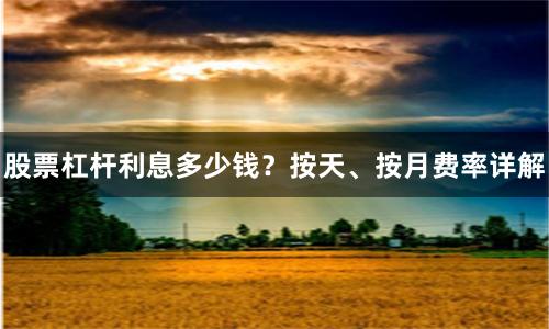 股票杠杆利息多少钱？按天、按月费率详解